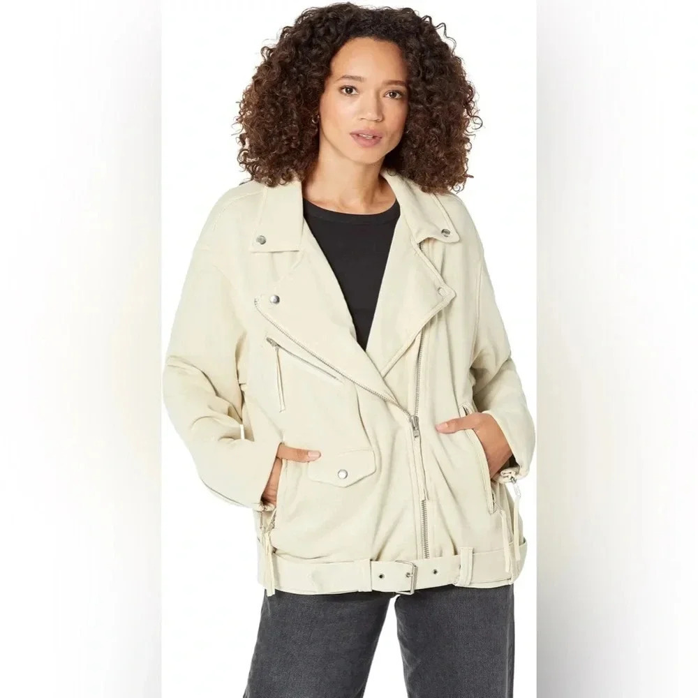 NWT We The Free Rebel Knit Moto Jacket in Vanilla Crème L